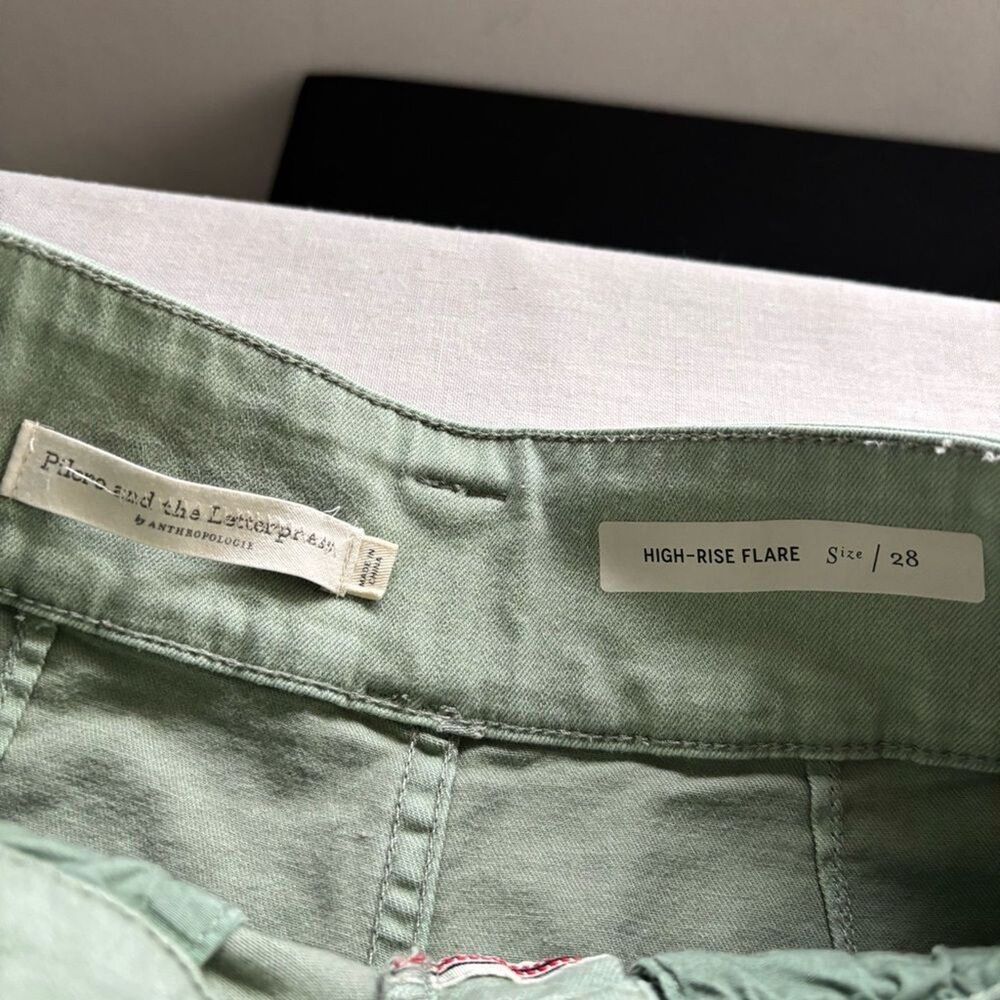 Anthropologie Pilcro & the Letterpress High Rise Flare Jeans Green 28 - Picture 3 of 12